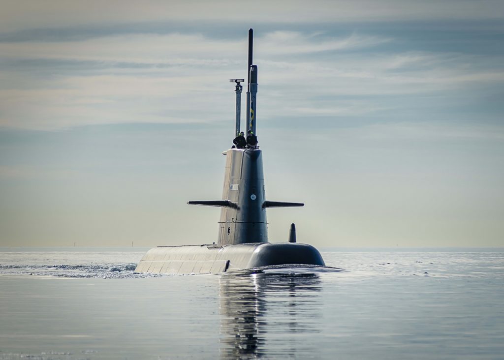 Zmodernizowany Gotland wychodzi w morze. Fot.: Saab