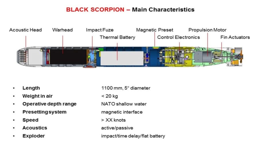 Leonardo zaprezentował projekt miniaturowej torpedy Black Scorpion / Portal Stoczniowy 