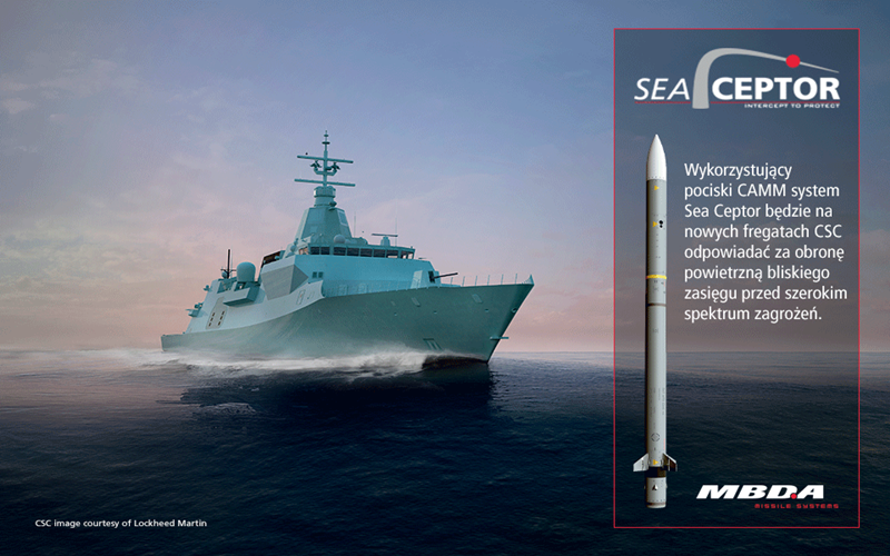 System Sea Ceptor firmy MBDA zamówiony dla fregat Canadian Surface Combatant