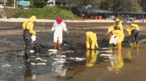 Ropa z uszkodzonego rurociągu zanieczyściła plażę / Portal Stoczniowy