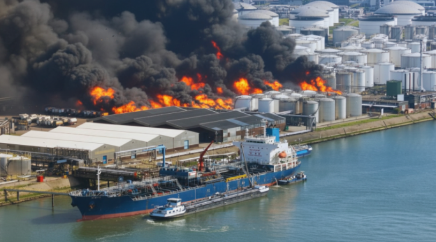 Pożar terminala LPG w rosyjskim porcie Temryuk