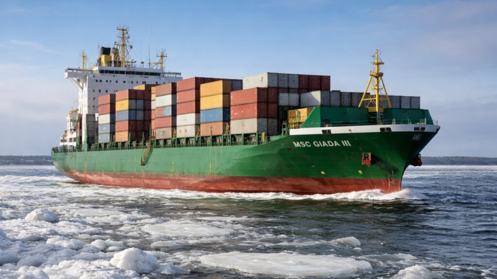 Eksplozja i pożar na kontenerowcu w Zatoce Fińskiej / Portal Stoczniowy