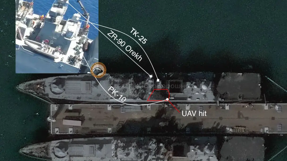 Ukraińskie drony ponownie uderzyły w Noworosyjsk. Uszkodzona fregata Admirał Essen / Portal Stoczniowy